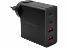 Nabíječka Qoltec Nabíječka GaN Power Pro | 2xUSB-C | 2xUSB | 130W | 5-20V | 1,5-5A| PD | Černá