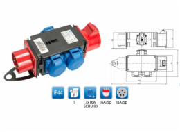 Rozvaděč R-BOX MINI 3S, 1x16A/5p + 3x16A/250V, IP44