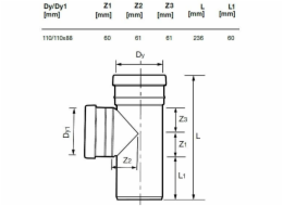 Venkovní drenážní tričko Wavin, O 110 / 110 mm, 88°