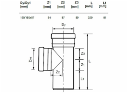 Venkovní drenážní tričko Wavin, O 160 / 160 mm, 87°