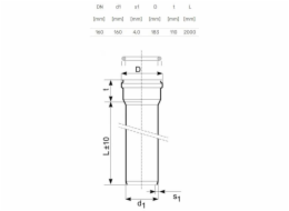 Venkovní kanalizační potrubí Magnaplast, O 160 mm, SN4, 2m