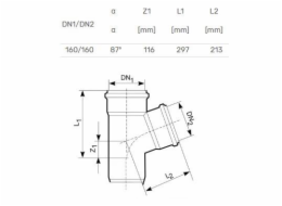 T-kus pro venkovní kanalizaci Magnaplast, O 160 / 160 mm, 87°