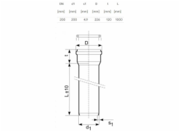 Venkovní kanalizační potrubí Magnaplast, O 200 mm, SN4, 1m
