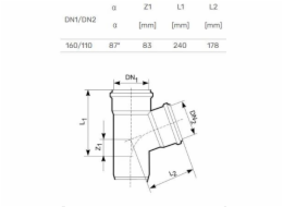 T-kus pro venkovní kanalizaci Magnaplast, O 110 / 160 mm, 87°