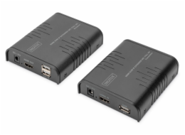 DIGITUS DS-55529 HDMI KVM IP Extender sada, Full HD, 60 Hz, 120m, černá