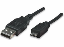 Manhattan USB-A - microUSB kabel 0,5 m černý (325677)