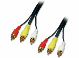 Lindy RCA (Cinch) x3 - RCA (Cinch) x3 kabel 1m černý (35690)