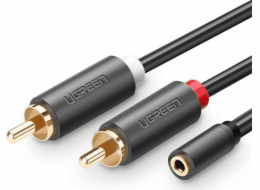 Ugreen Jack 3,5 mm - RCA (Cinch) kabel x2 1 m černý (UGR650BLK)