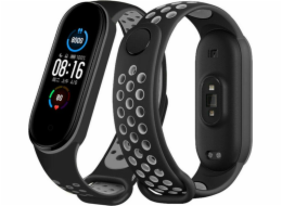 Pásek pro XIAOMI MI SMART BAND 5/6 Silikonový černý a šedý