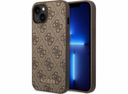 Kovové zlaté logo Guess Guess 4G – pouzdro na iPhone 14 (hnědé)