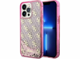 Guess pouzdro Guess GUHCP14LLC4PSGP Apple iPhone 14 Pro růžové/růžové pevné pouzdro Liquid Glitter 4G Transculent