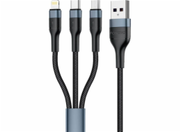 Foneng USB kabel USB-A - USB-C + micro-B + Lightning 1 m černý (X51 3 v 1 / černý)