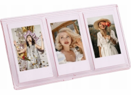 LoveInstant Frame Stojací rám na 3 fotografie pro fotoaparáty / tiskárny Tisk na zinkový papír / Fuji Instax Mini - růžový