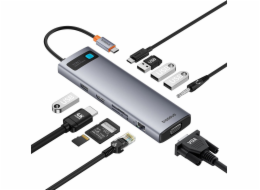 USB HUB Baseus Hub 11v1 Baseus StarJoy Metal Glam Series, USB-C na HDMI + VGA + 3 x USB 3.0 + USB 2.0 + USB-C PD + RJ45 + SD/TF +3,5 mm