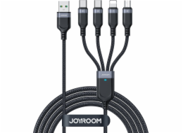 Joyroom USB kabel USB-A – 2x USB-C + Lightning + microUSB 1,2 m černý (JYR776)