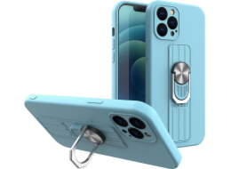 Silikonové pouzdro Hurtel Ring Case s držákem na prst a stojánkem pro iPhone 11 Pro Max světle modré