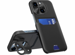 Kožené pouzdro Hurtel Stand Case pro Samsung Galaxy S23+, pouzdro na peněženku se stojánkem, černé