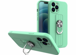 Silikonové pouzdro Hurtel Ring Case s držákem na prst a stojánkem pro iPhone 12 Pro Max mint