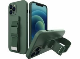 Hurtel Rope case gelové pouzdro s řetízkem na kabelku šňůrka na kabelku iPhone 11 Pro tmavě zelená