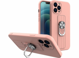 Silikonové pouzdro Hurtel Ring Case s držákem na prst a stojánkem pro iPhone 12 mini růžové