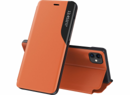 Elegantní pouzdro Hurtel Eco Leather View Case s funkcí chlopně a stojánku pro iPhone 13 Pro oranžové