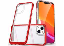 Silikonový kryt Hurtel Clear 3v1 pro iPhone 14 Plus s červeným rámečkem