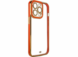 Pouzdro Hurtel Fashion Case pro iPhone 12 Pro, gelový kryt se zlatým rámem, červený