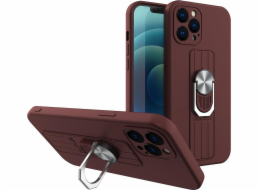 Silikonové pouzdro Hurtel Ring Case s kroužkem na prst a stojánkem pro Xiaomi Redmi Note 10 5G / Poco M3 Pro Brown