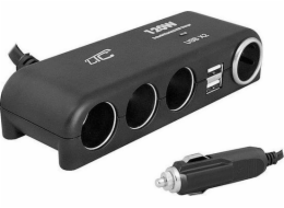 LTC LTC Adaptér CAR FIRE 4 zásuvky 120W, 2xUSB 1.2A, 12/24V, černý.