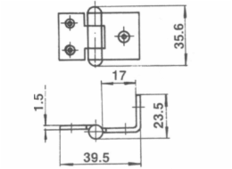 Nábytkový pant F2-38, 42 x 30 x 1 mm