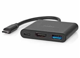 NEDIS USB 3.2 Gen 1 adaptér/ USB-C zástrčka - USB-A zásuvka - USB-C zásuvka/ výstup HDMI/ černý/ box/ 10 cm