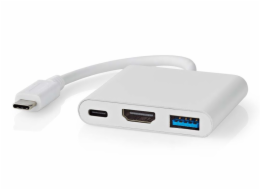 NEDIS USB 3.2 Gen 1 adaptér/ USB-C zástrčka - USB-A zásuvka - USB-C zásuvka/ výstup HDMI/ bílý/ box/ 10 cm