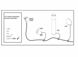 Prodlužovací kabel Ludeco 12V PL7011, 12W, LED, IP44, 5m