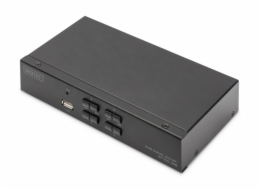 DIGITUS DS-12891 KVM Switch, 4x DP in, DP Out, 4x USB B, 4K @ 60 Hz, černá