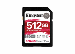 Kingston SDXC karta 512GB Canvas React Plus, UHS-II, U3, V60, R:280/W:150MB/s