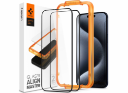 Spigen Glass tR AlignMaster 2 Pack, FC Black - iPhone 15 Pro