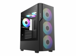 1stCOOL skříň GAMER 5, Mid tower, AU, USB 3.0, USB-C, 2x 140 ARGB Fan, 1x 120 ARGB Fan, bez zdroje, černá