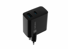 Univerzální USB nabíječka Natec RIBERA GaN 45W, 1X USB-A, 1X USB-C, černá