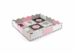 Pěnové puzzle podložka ohrádka Milly Mally Jolly 3x3 Shapes Pink Grey