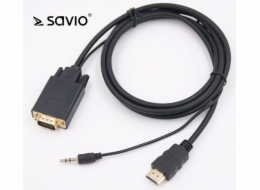 Savio HDMI - D-Sub (VGA) + Jack 3,5mm kabel 1,8m černý (SAVKABELCL-104)