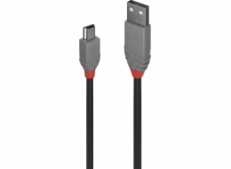 Lindy USB-A - miniUSB USB kabel 3 m šedý (36724)