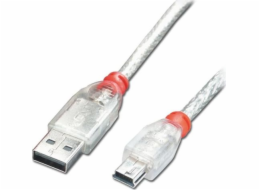 Lindy USB-A - miniUSB USB kabel 1 m průhledný (41782)