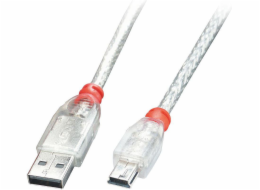 Lindy USB-A - miniUSB USB kabel 0,5 m průhledný (41781)