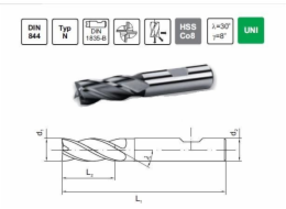 Fréza čelní fanar NFPA FI 5.0 13/57 Z4 HB6 HSSE DIN 844 - M2-120518-0050