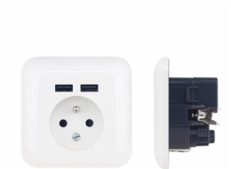 PLATINET WALL SOCKET FRENCH + 2 USB 2.1A [43964]