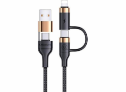 Usams USB-A – USB-C + Lightning kabel 1,2 m černý (Usa001137)