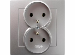 Ospel Double Socket Z/U KPL Silver AS OSPEL