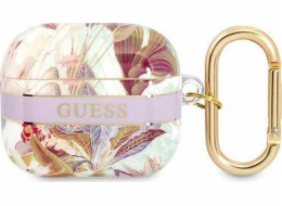 Ochranné pouzdro Guess Flower Strap Collection pro AirPods 3 fialové