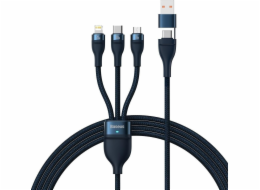 Baseus USB kabel USB-A + USB-C - USB-C + microUSB + Lightning 1,2 m tmavě modrá (CASS030103)