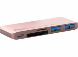 Gmobi USB HUB Víceportový 1x USB-C 1x microSD 1x SDHC + 2x USB-A 3.0 (GM-GN21B-RGold)